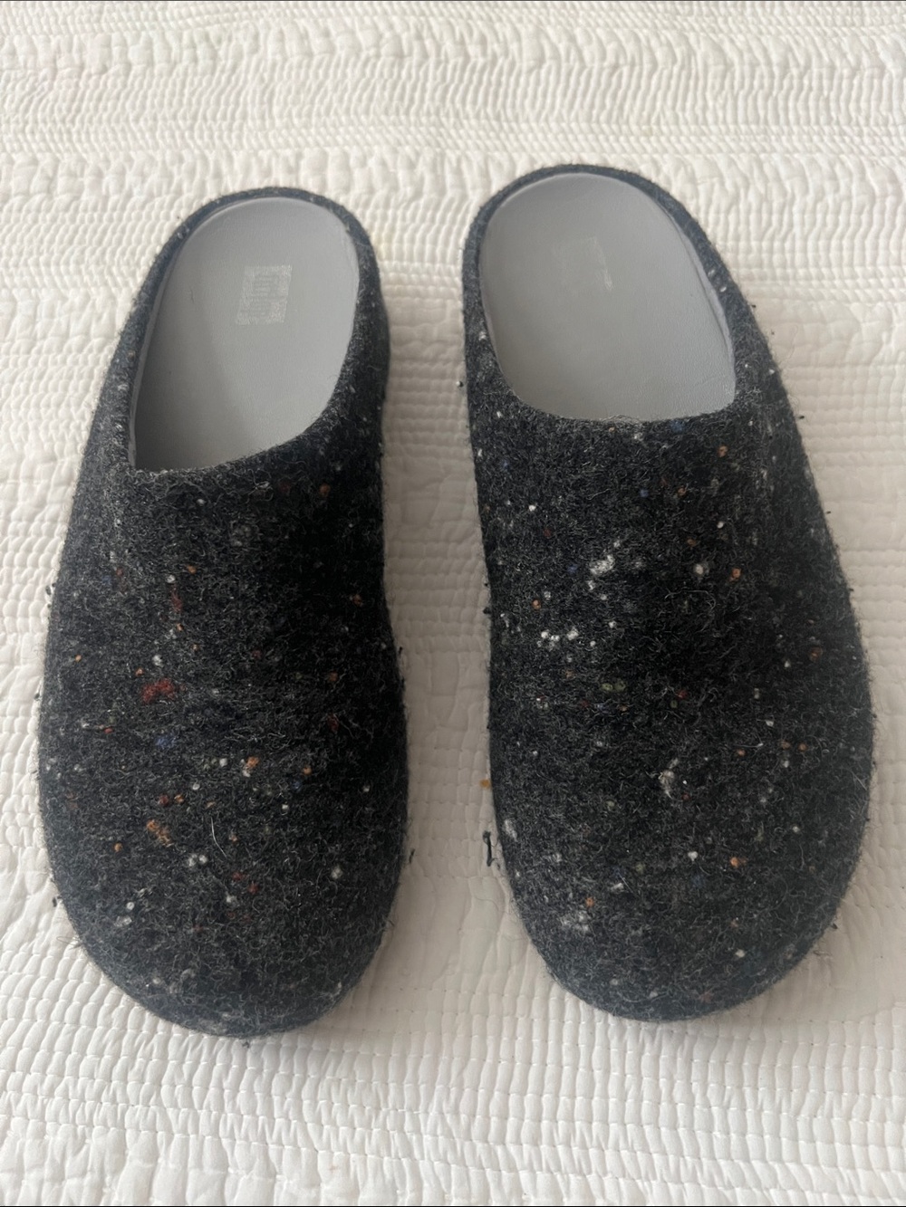 FitFlop Black Speckled Wool Slip-On Slippers